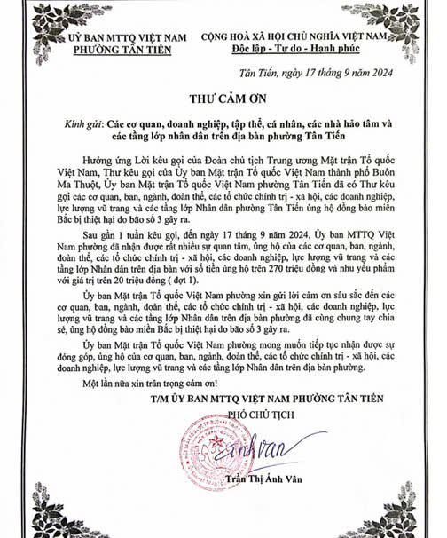 3.10. THƯ CẢM ƠN